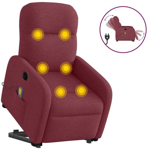 vidaXL Električni masažni naslonjač na podizanje od tkanine boja vina Cijene