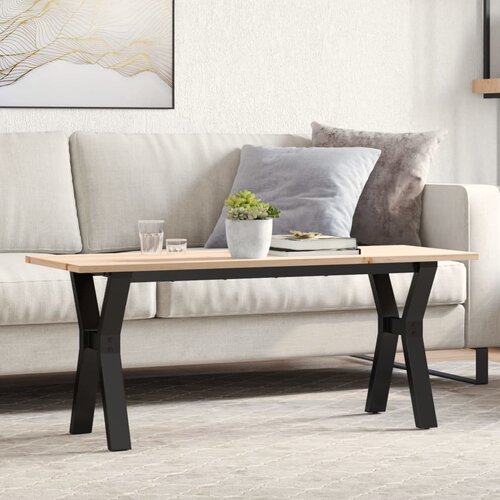 VidaXL Stolić za kavu Y-oblika 110x40x45cm borovina i lijevano željezo Slike