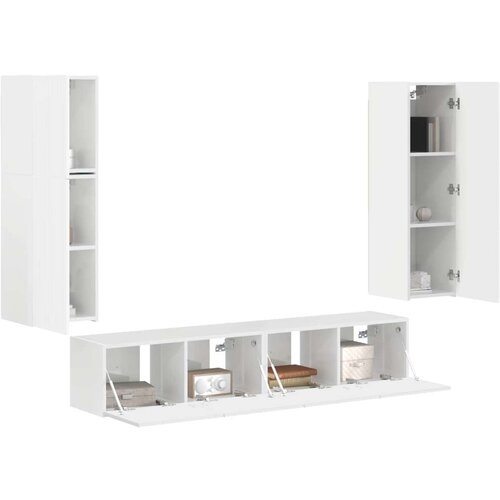  Komplet TV omaric 4 pcs Visok sijaj bela Konstruiran les - - Bela - 57.9 - 30 x 31 x 100 cm - 2025-vidaXL-Uvoz_2 Slike