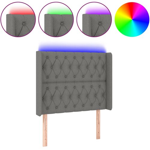  LED uzglavlje tamnosivo 103 x 16 x 118/128 cm od tkanine Slike