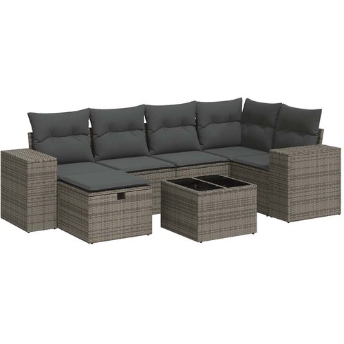 Maison Chic Seti vrtnega pohištva - Vrtna garnitura - Vrtni pohištvo set 7-delna z blazinami siv poli ratan, (21802344) Cene