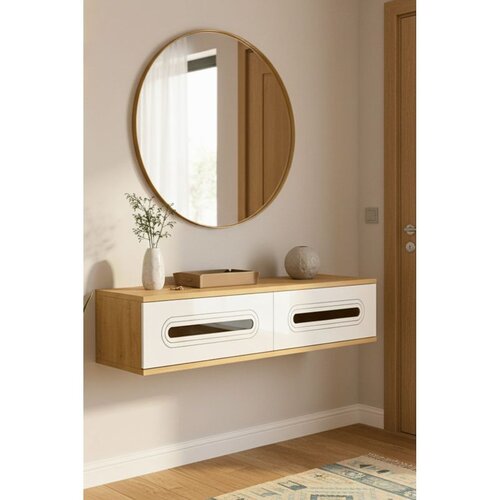 Hanah home komoda Rany 120, 120 cm, hrast Sapphire / bela / zlatna Cene