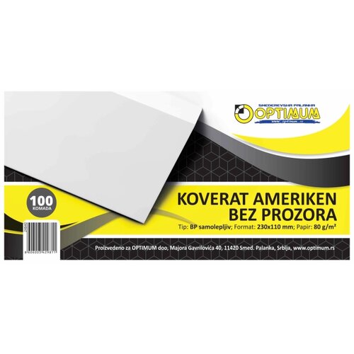 Koverat AMERIKEN BEZ PROZORA BP 1/100 SAMOLEPIV *SR Slike