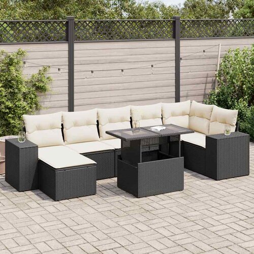 vidaXL 8-dijelni set vrtnih sofa od poliratana s jastucima crni Cijene