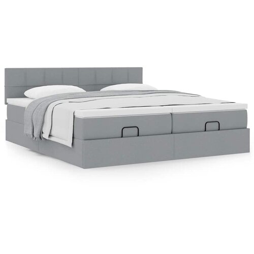 VidaXL Okvir kreveta s madracima svijetlosivi 200x200cm od tkanine Slike