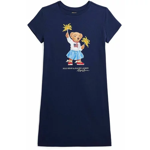 Polo Ralph Lauren Otroška bombažna obleka mornarsko modra barva, 313942862001
