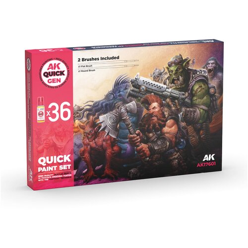 AK Interactive Quick Paint Set - 36 Quick Gen Boja (+2 Četkice) AK17601 Slike