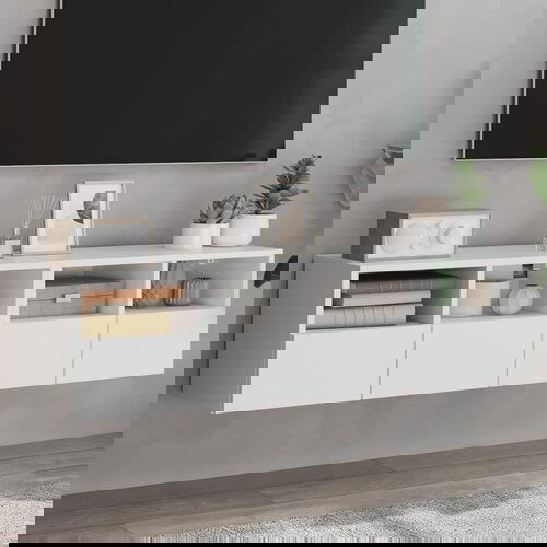  The Living Store Stenske TV omarice 2 kosa bele 60x30x30 cm inženirski les - TV Stenska Omarica, (21555535) Cene