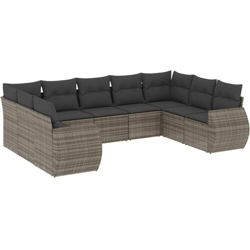 vidaXL 9-dijelni set vrtnih sofa od poliratana s jastucima sivi Cijene