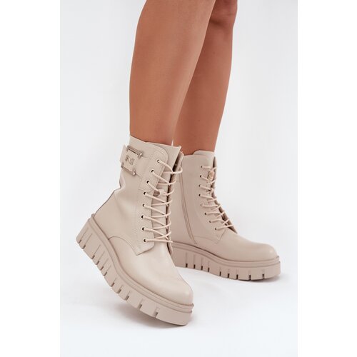 Boto Womens Platform Ankle Boots With Decorative Detail Insulated Light Beige Lyrana Cene
