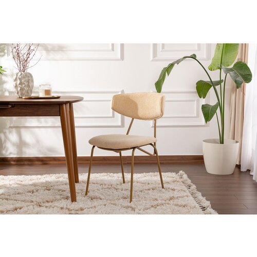 Hanah home Nancy - Beige, Gold BeigeGold Chair Set (2 Pieces) Cene