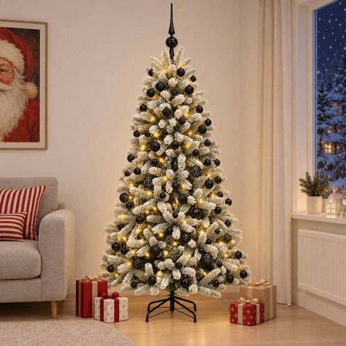  Umjetno božićno drvce s kuglicama 180 cm 300 LED lampica Slike