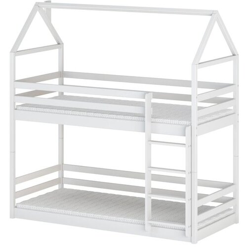 Molarem Home Drveni dječji krevet na kat Axel - bijeli - 190x90 cm - Madrac PE pjena 8 cm-spužvasti madrac Cijene