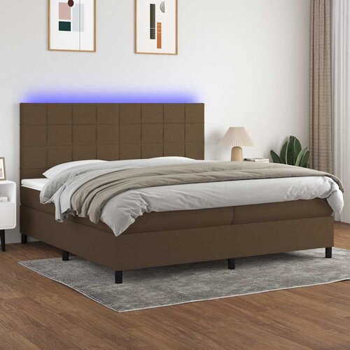  box spring s madracem LED tamnosmeđi 200x200 cm tkanina Cijene