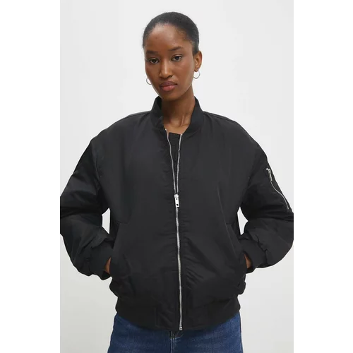 Answear Lab Bomber jakna za žene, boja: crna, za prijelazno razdoblje, oversize