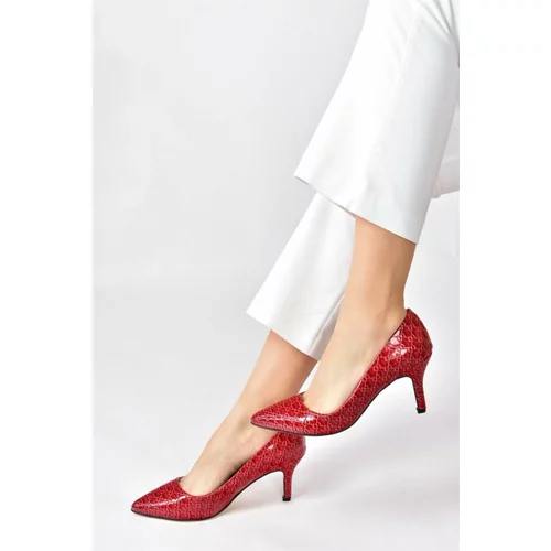 Fox Shoes Burgundy Patent Leather Print Women's Stiletto Heeled Stiletto