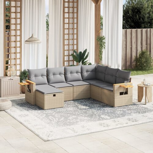 vidaXL 7-dijelni set vrtnih sofa s jastucima bež od poliratana Cijene