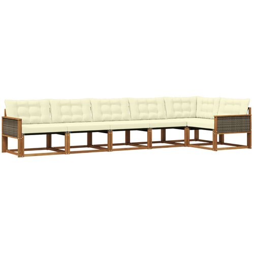 vidaXL Zunanja garnitura za sedenje z blazino 6 pcs Naravna in smetana, (5000273336) Cene