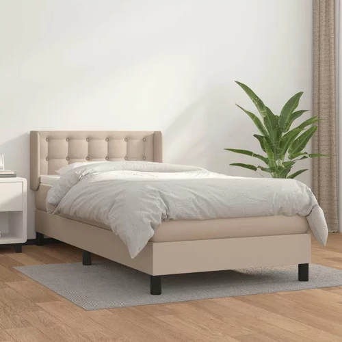  Krevet s oprugama i madrac cappuccino 90x200 cm od umjetne kože