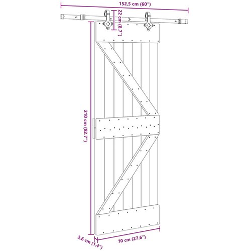  Klizna vrata NARVIK Prirodna i crna 70 x 210 cm (152,5 cm) Slike