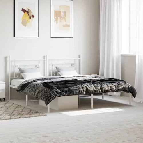 vidaXL Metalni okvir za krevet s uzglavljem bijeli 183x213 cm
