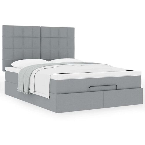 vidaXL Otomanski posteljni okvir z vzmetnico siv 140x200 cm blago Cene