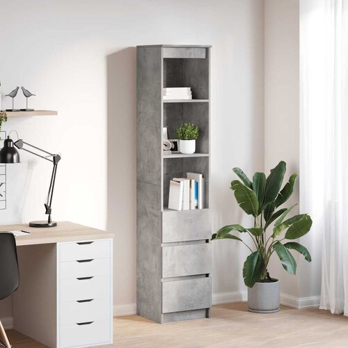 vidaXL Visoka omara betonsko siva 37,5x35x180 cm inženirski les Cene