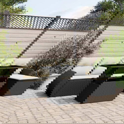 vidaXL 6-dijelni set vrtnih sofa s jastucima crni od poliratana Cijene