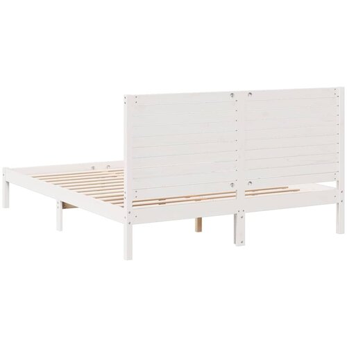  Dugi okvir kreveta bez madraca bijeli 140 x 210 cm masivno drvo Slike