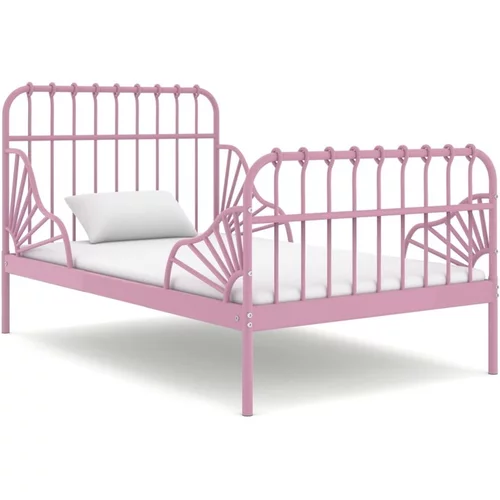  Raztegljiv posteljni okvir roza kovinski 80x130/200 cm