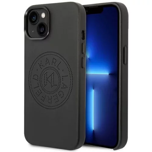 Karl Lagerfeld KLHCP14MFWHK za iphone 14 plus 6.7 črna usnjena zaščita - perforated logo