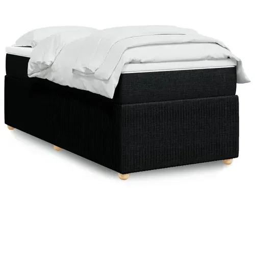 vidaXL Box spring postelja z vzmetnico črna 100x200 cm blago vidaXL Box spring postelja z vzmetnico črna 100x200 cm blago