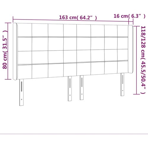  Uzglavlje s u&amp;scaron;ima crno 163x16x118/128 cm od tkanine Slike