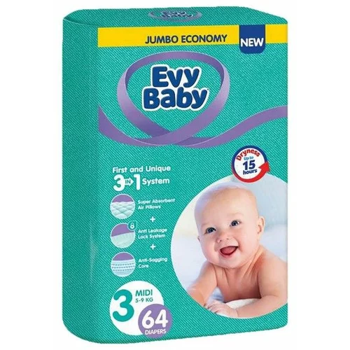 Evy Baby pelene jumbo 3 midi 5-9kg 64kom 3 u 1