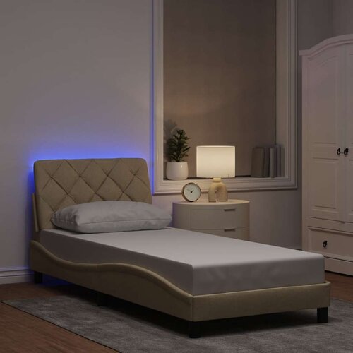  posteljni okvir z LED brez vzmetnice Cream 80x200 cm Tkanina, (21829472) Slike