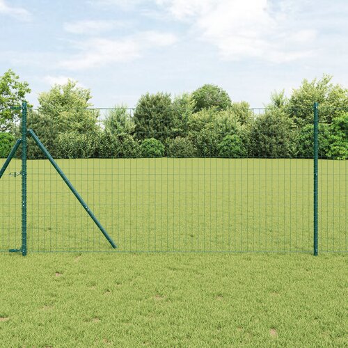 vidaXL evropska ograja s 13 stebri 1.2x25 m galvanizirana jeklena zelena Cene