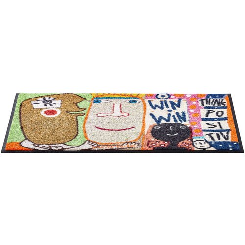 Wash+dry TEKAČ Think Positiv 60/180 cm potiskano večbarvno, bež Slike