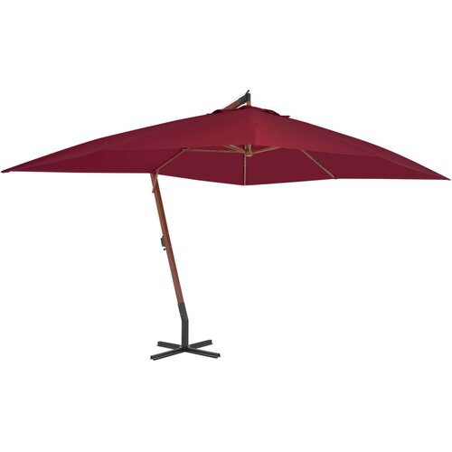  Konzolni vrtni suncobran s drvenim stupom 400 x 300 cm bordo Cene