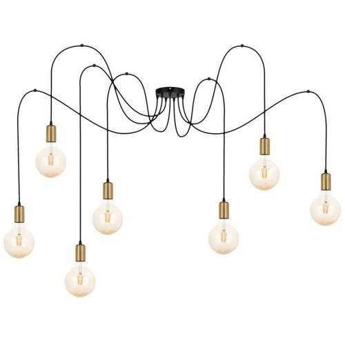  Luster na sajli MIROS 7xE27/60W/230V pauk crna/zlatna Cene