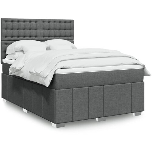 vidaXL Box spring posteljni z vzmetnico temno siv 140x190 cm blago Cene