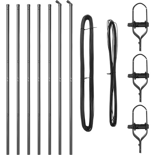 vidaXL Stebri za ograjo 7 kosov Sivi Ø32 mm 210 cm Galvanizirana jeklena, (22086548) Cene