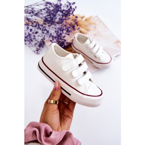 Boto Children's Leather Sneakers With Velcro White Foster Cene