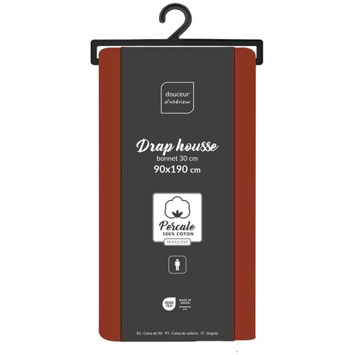 Douceur d int&amp;eacute;rieur Opečnato oranžna napenjalna rjuha iz bombažnega perkala 90x190 cm Percaline &amp;ndash; Slike