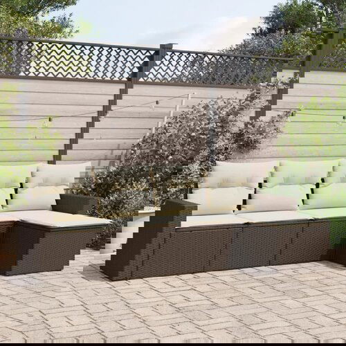 vidaXL 5-dijelni set vrtnih sofa s jastucima poliratan smeđi Cijene