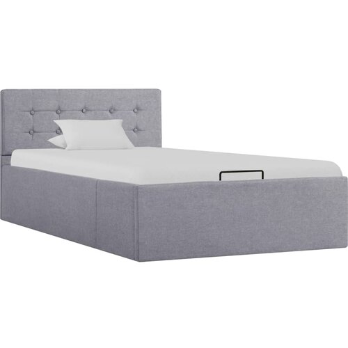 VidaXL Hidraulični okvir za krevet od tkanine svjetlosivi 90 x 200 cm Slike