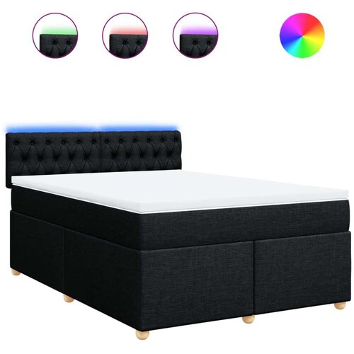 VidaXL Krevet s oprugama i madracem crni 140 x 190 cm od tkanine Slike