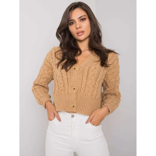 Fashion Hunters Avezzano SUBLEVEL camel button-up sweater with braids