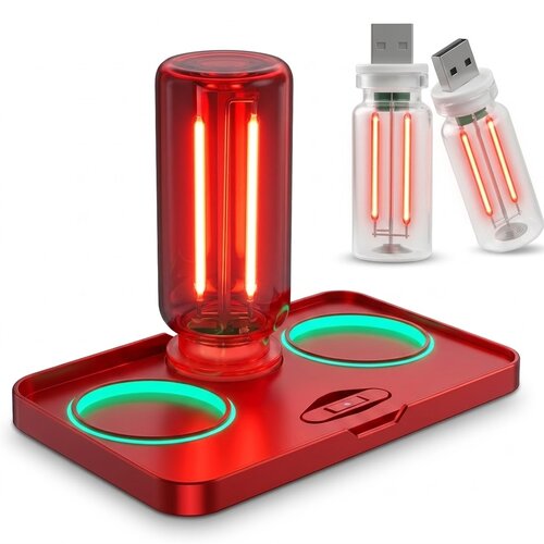 Joiride Retro USB nočna lučka zatemnitev na dotik, 3 stopnje svetlosti, Edison žarnica z volframovo nitko, 5 V, modra ali rdeča | CARBULB Rdeča, (5000489523) Slike