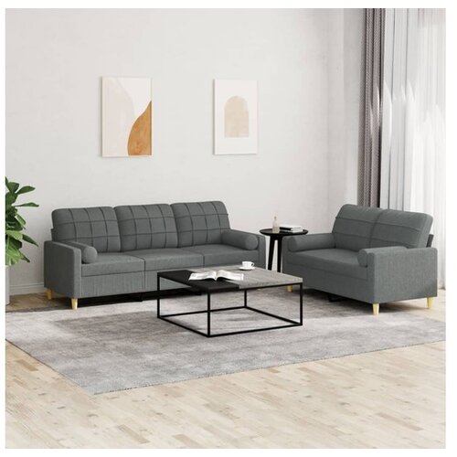 vidaXL 2-dijelni set sofa s jastucima tamnosivi od tkanine Cijene