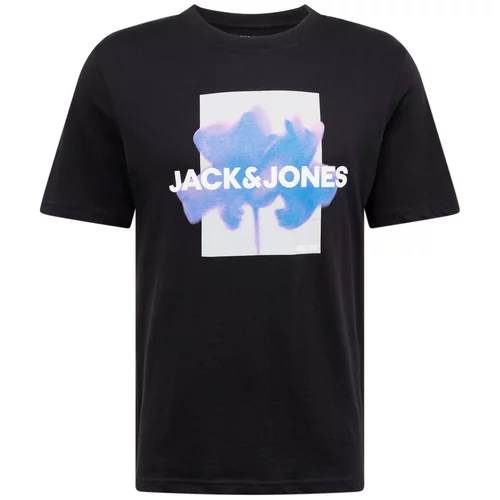 Jack & Jones Majica 'FLORALS' nebeško modra / orhideja / črna / bela